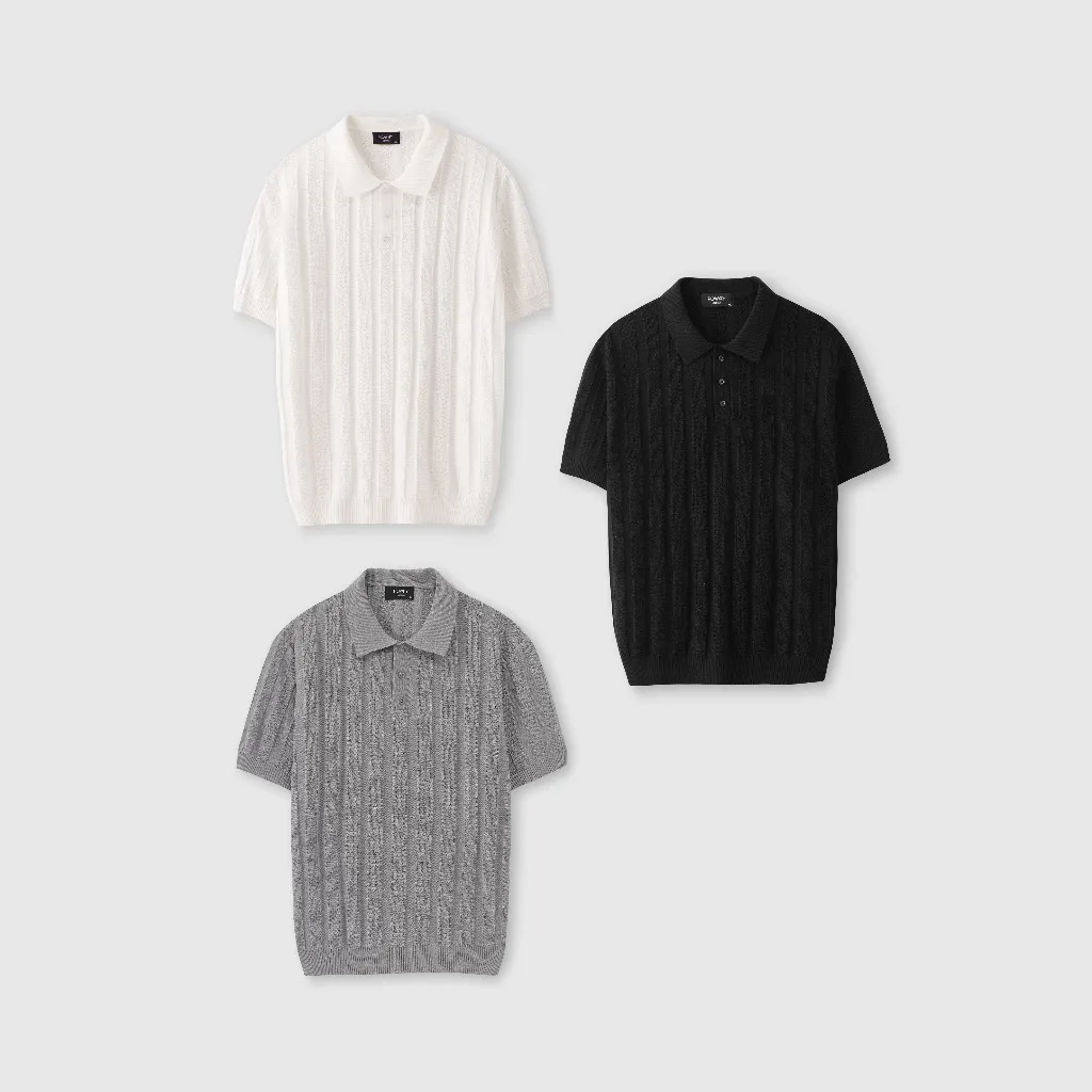 Ảnh Áo Polo nam ROWAY dệt len Premium | Polo len phối ren 1