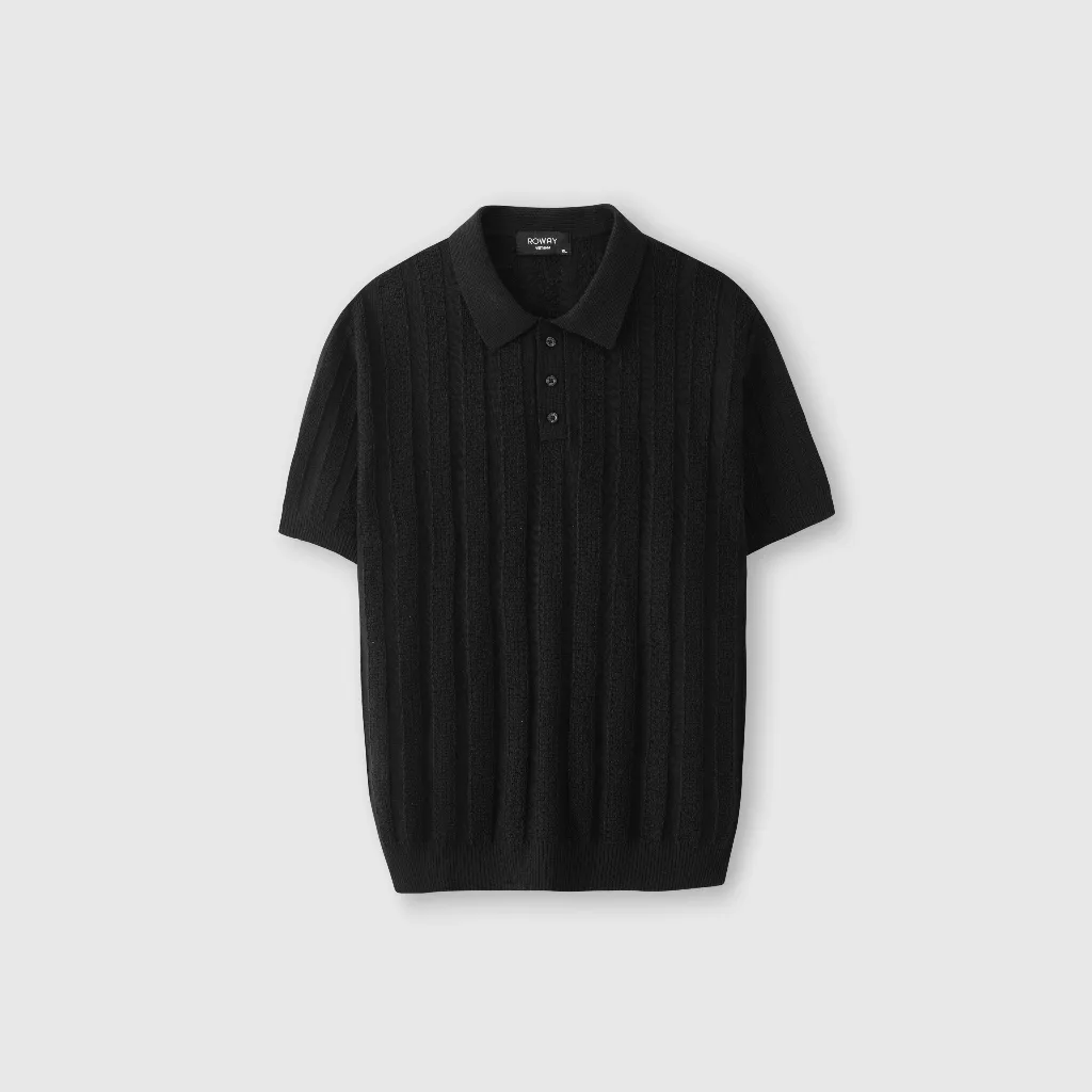 Ảnh Áo Polo nam ROWAY dệt len Premium | Polo len phối ren 2