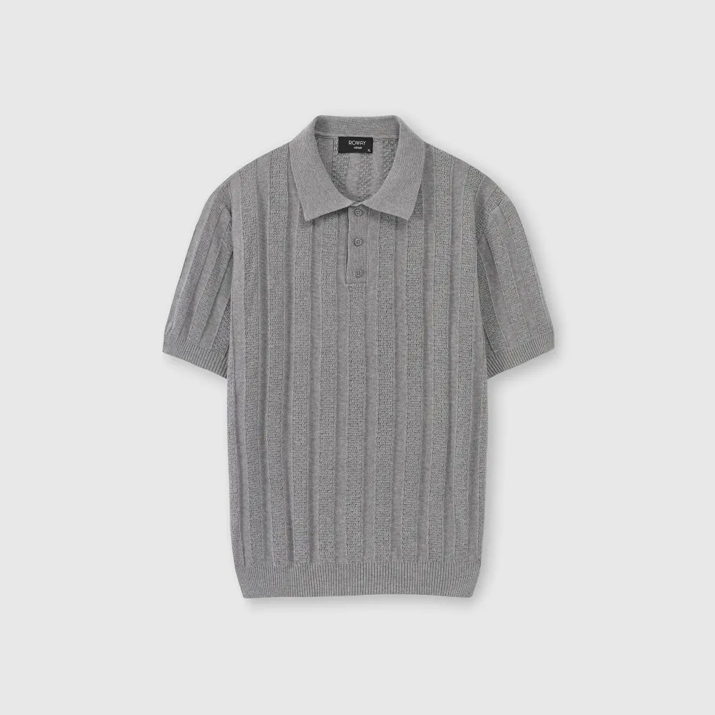 Ảnh Áo Polo nam ROWAY dệt len Premium | Polo len phối ren 4
