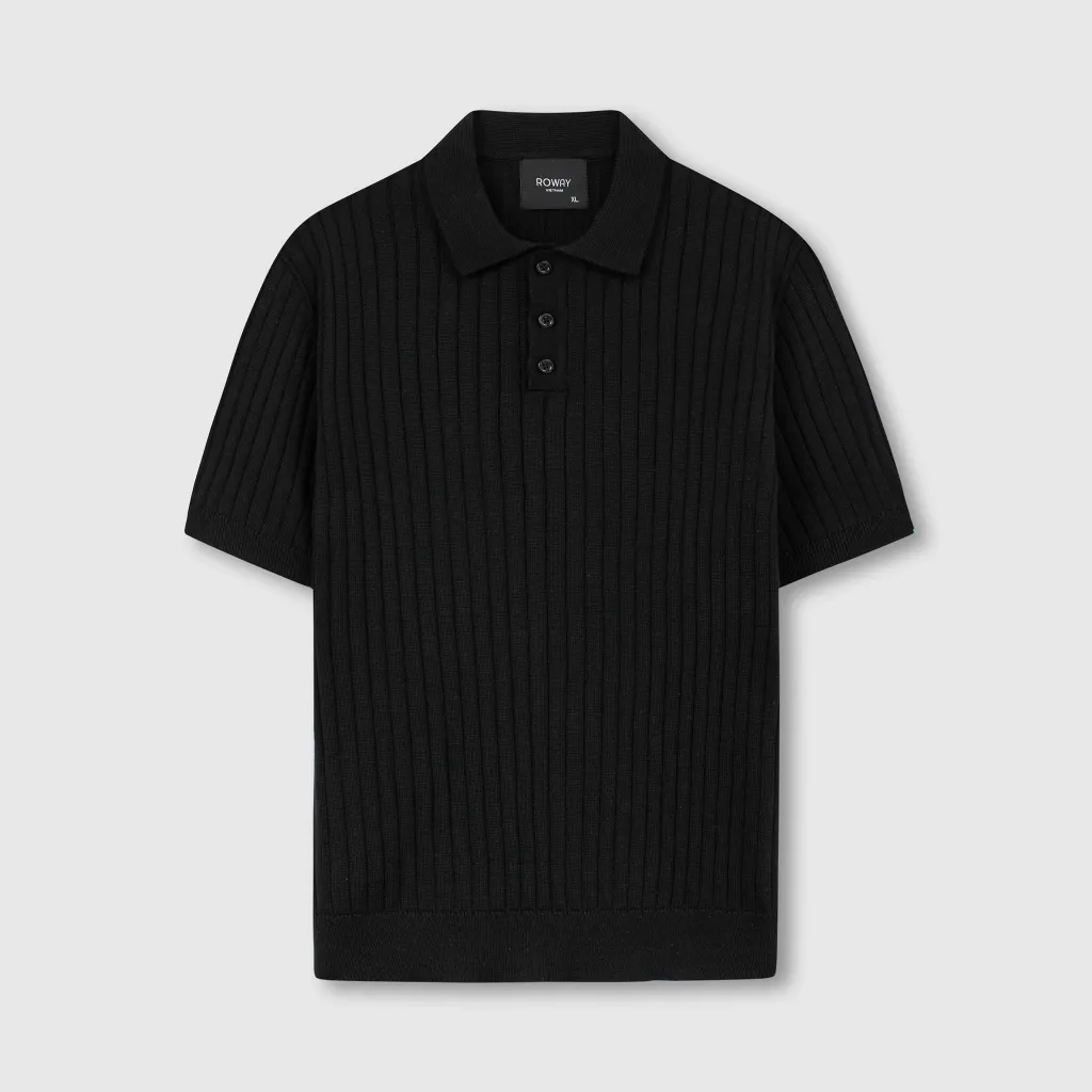 Ảnh Áo polo nam ROWAY Dệt len, Cao cấp | Polo len dệt kẻ 2