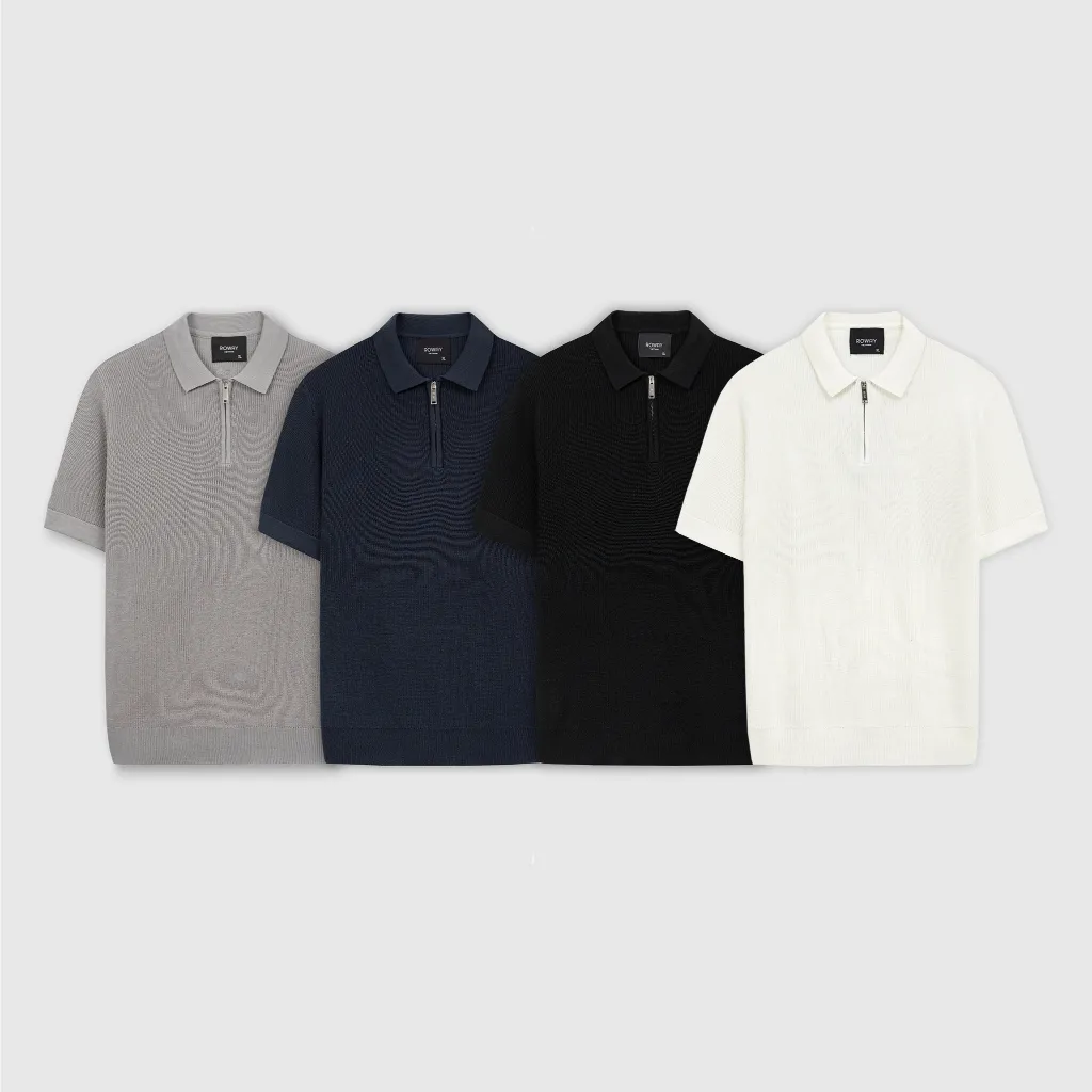 Ảnh Áo polo nam ROWAY Dệt len, Cao cấp | Polo len khóa 1