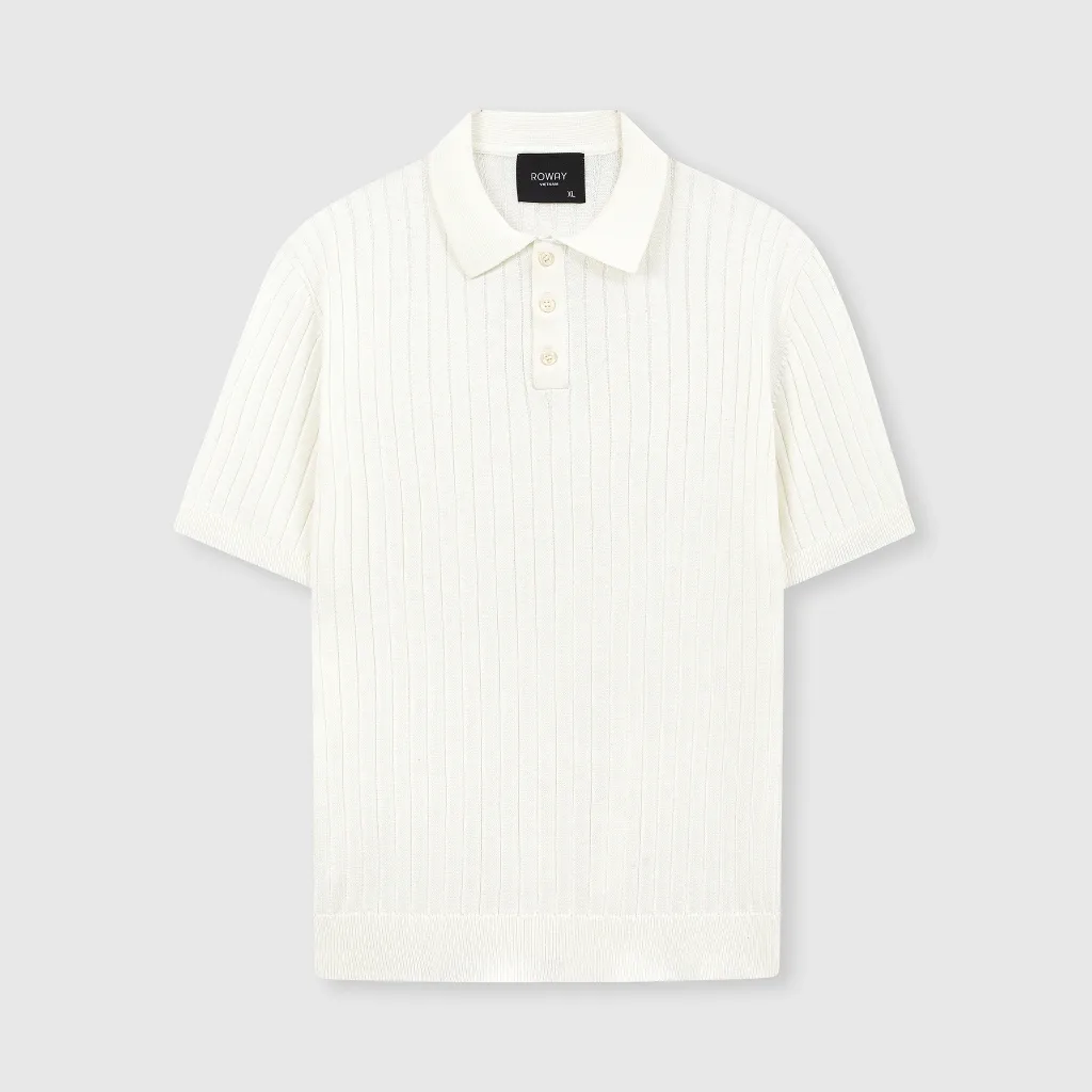 Ảnh Áo polo nam ROWAY Dệt len, Cao cấp | Polo len dệt kẻ 3
