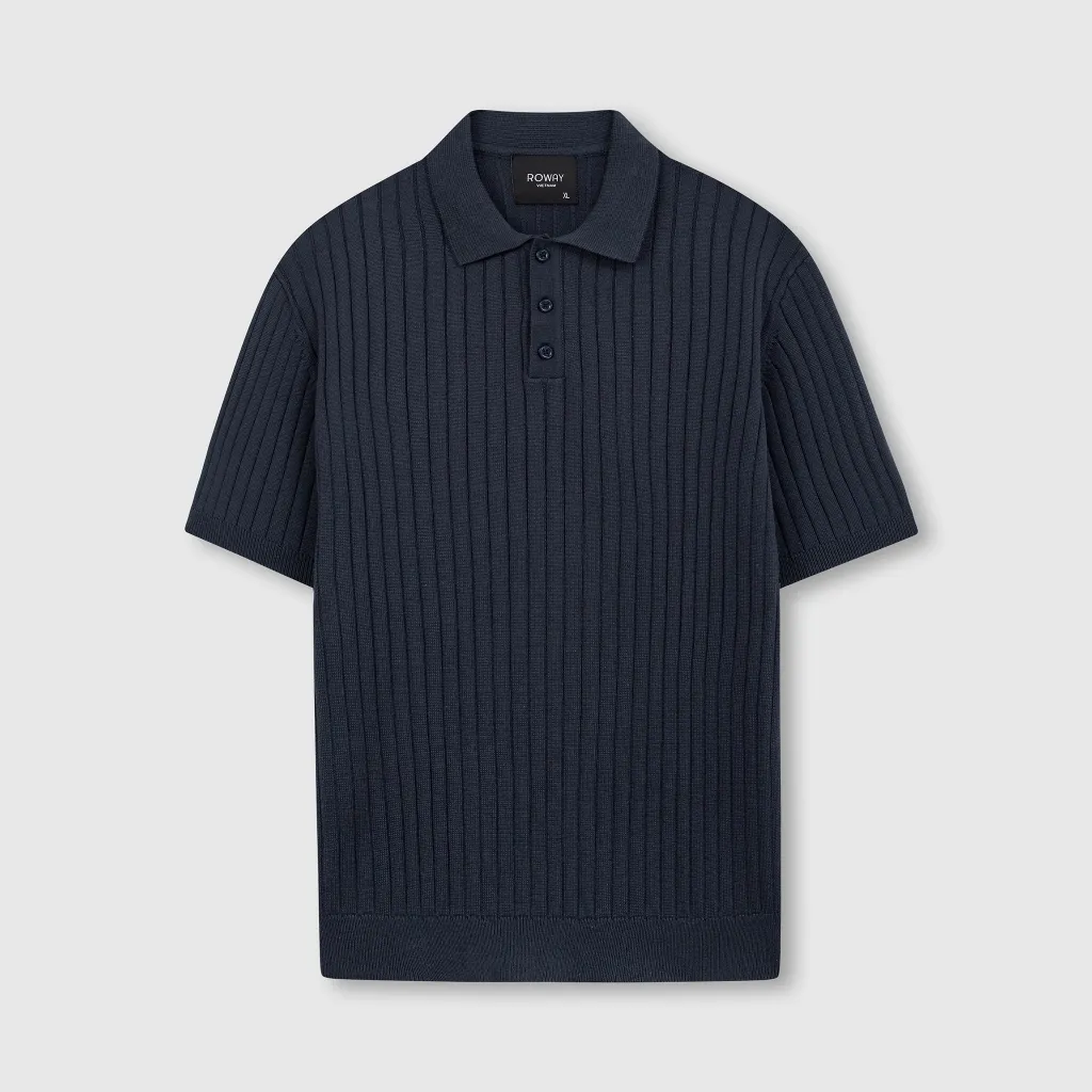 Ảnh Áo polo nam ROWAY Dệt len, Cao cấp | Polo len dệt kẻ 4