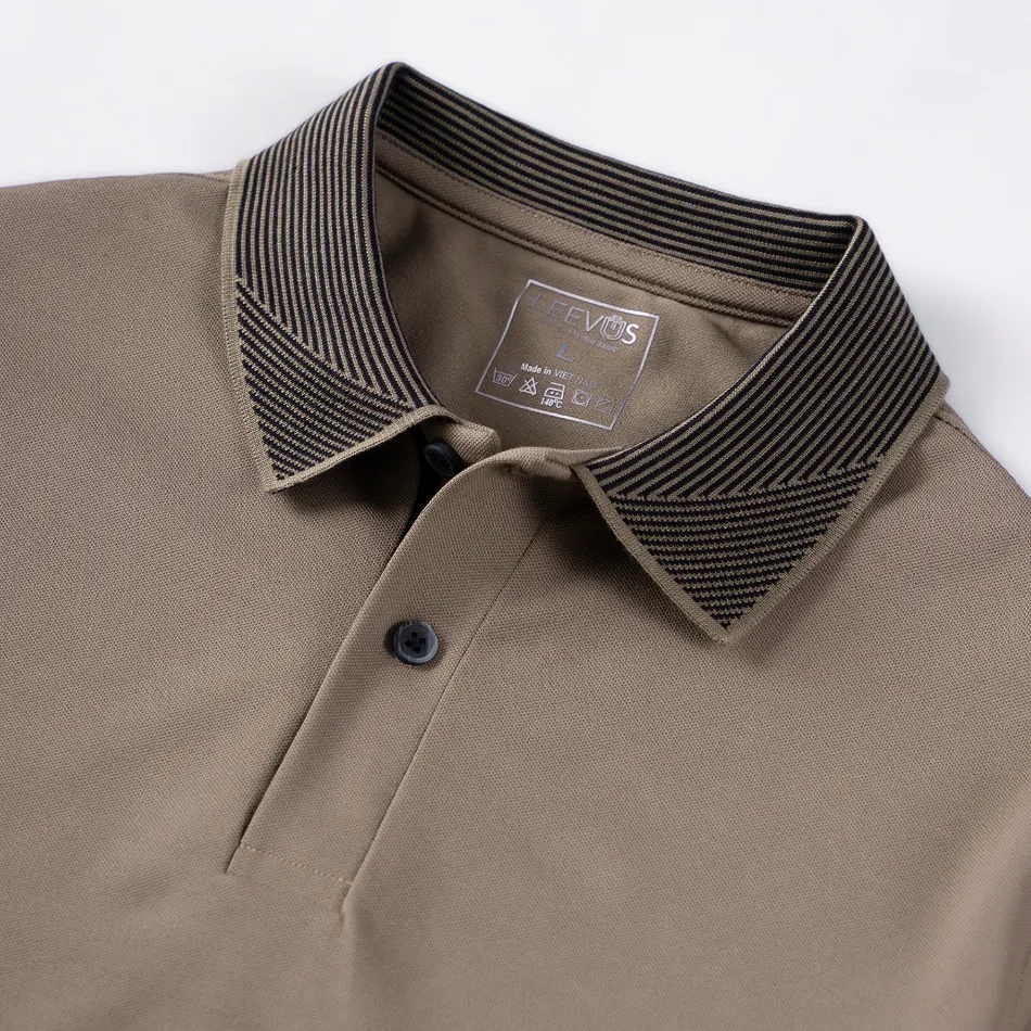 Ảnh Áo Polo nam STRIPED COLLAR LEEVUS phối sọc cổ, 3 màu lựa chọn, vải CVC cá sấu, form regular APL320 1