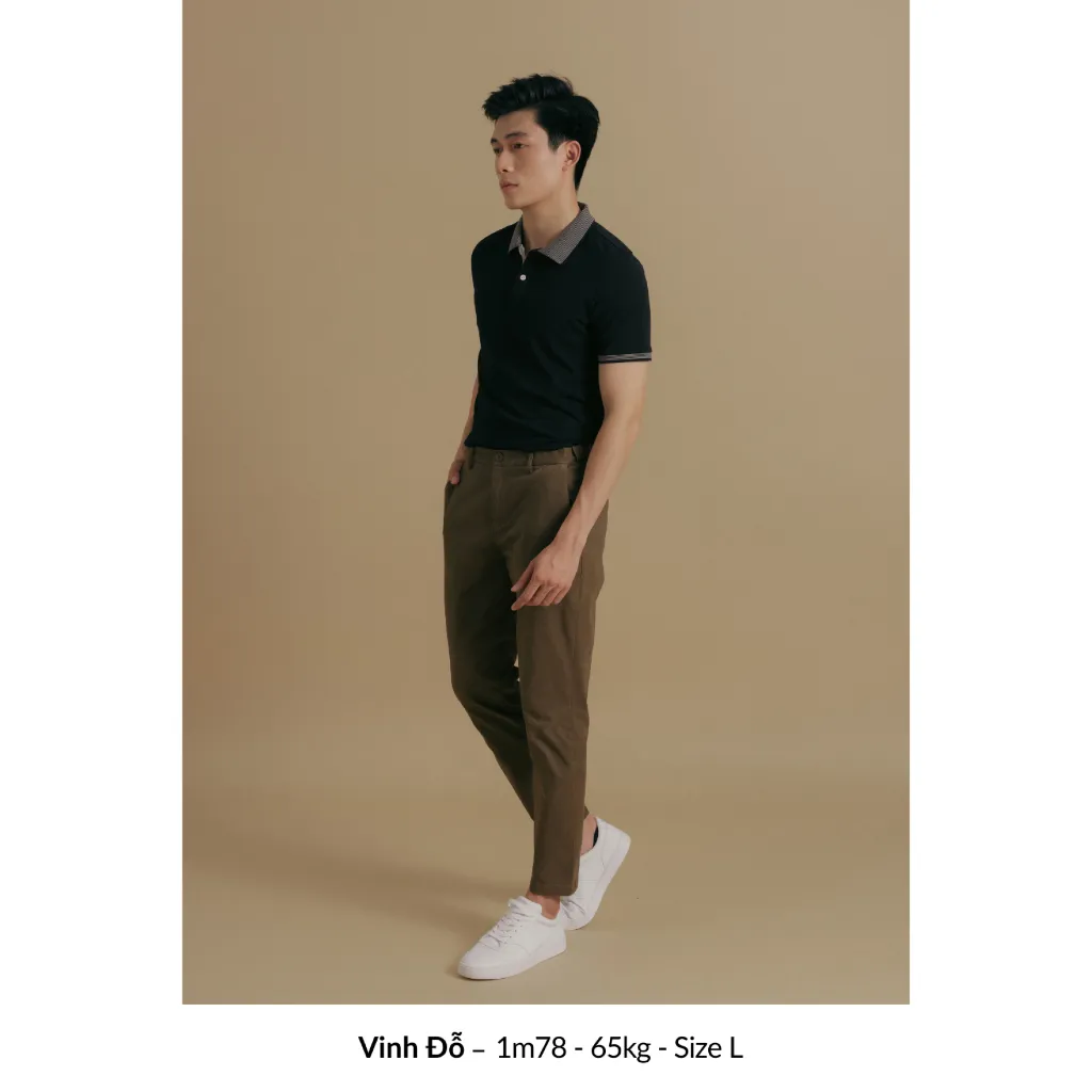 Ảnh Áo Polo nam STRIPES LEEVUS phối bo dệt, vải CVC cá sấu, form regular APL275 4