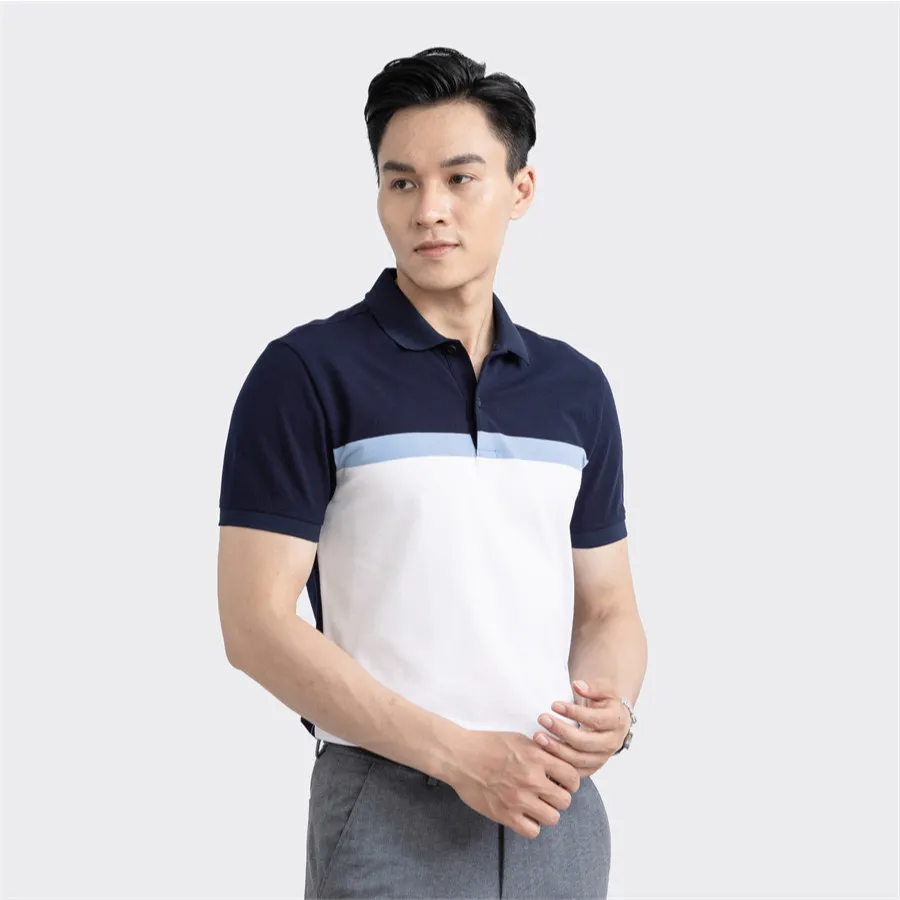 Ảnh Áo polo nam tay ngắn ARISTINO xanh tím than phối trắng sang trọng APS135S3 1