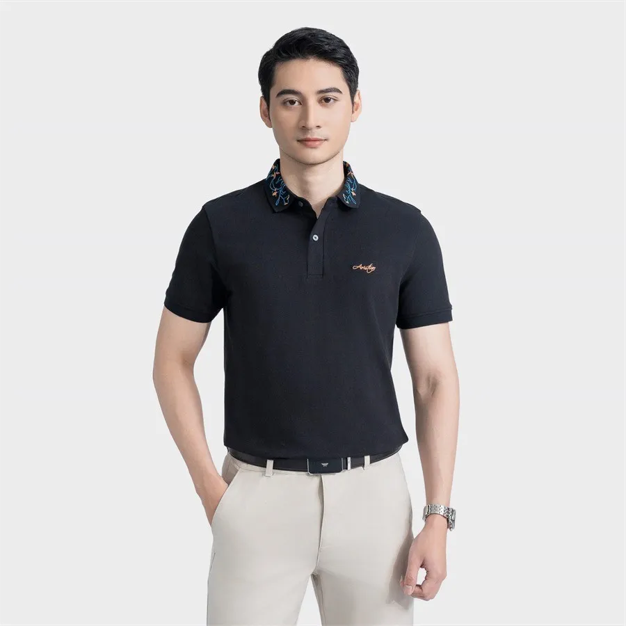 Ảnh Áo polo nam tay ngắn ARISTINO màu đen thời thượng APS116AZ 1