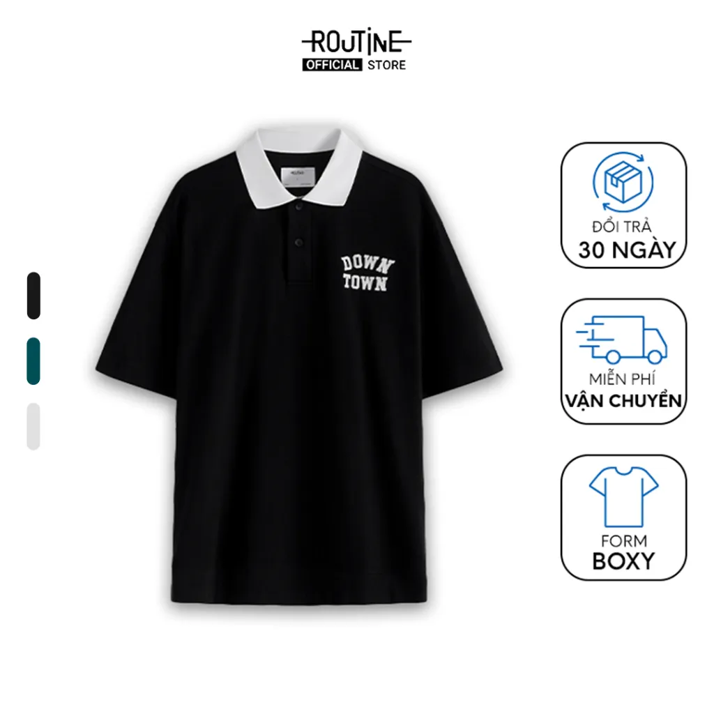 Ảnh Áo Polo Nam Thêu Đắp "Down Town" Form Boxy - Routine 10F23POL012 1