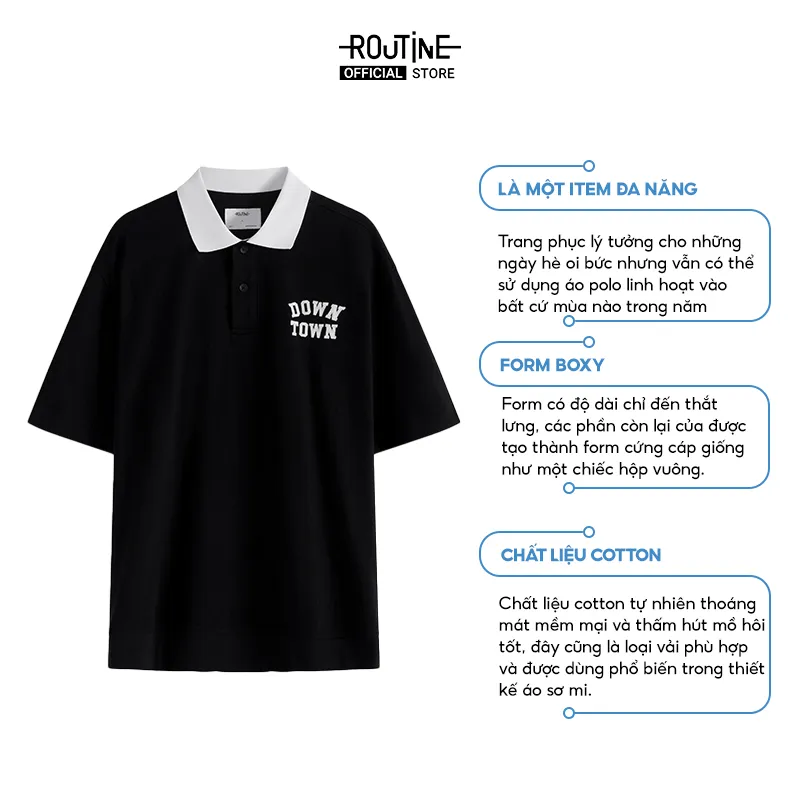 Ảnh Áo Polo Nam Thêu Đắp "Down Town" Form Boxy - Routine 10F23POL012 2