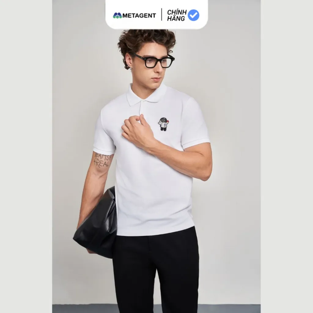 Ảnh Áo Polo nam thêu họa tiết dáng Slim Fit Metagent MS 57E3777 1