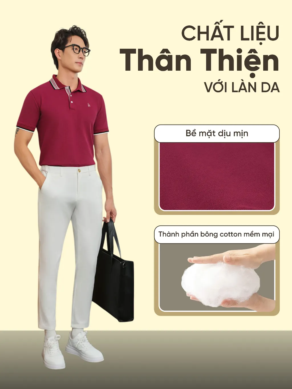 Ảnh Áo polo nam TITANIUM vải cotton pique 4.0 mềm mịn, co dãn tốt, thoáng mát, sang trọng - HUSSIO 4