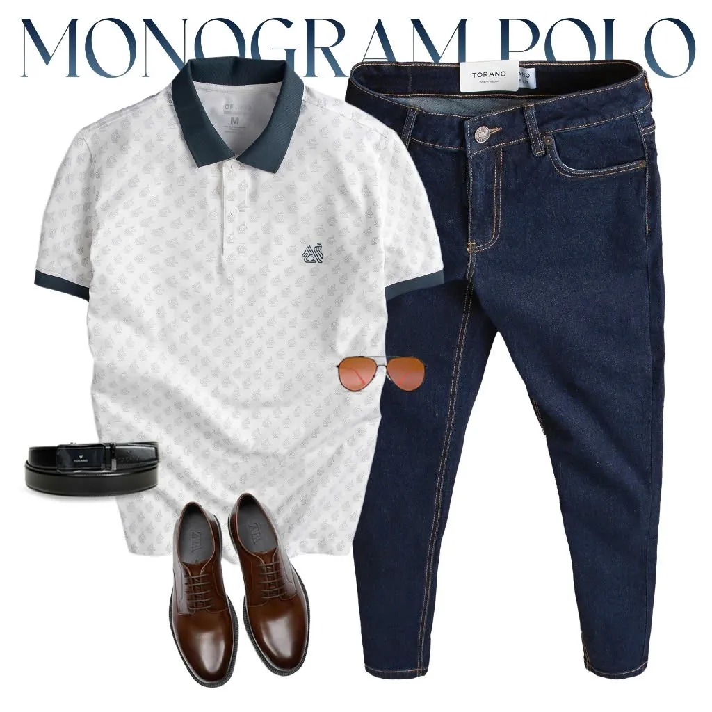 Ảnh Áo polo nam TORANO MONOGRAM POLO in tràn họa tiết, chất thoáng khí, thoải mái, thanh lịch, sang trọng GSTP051 1