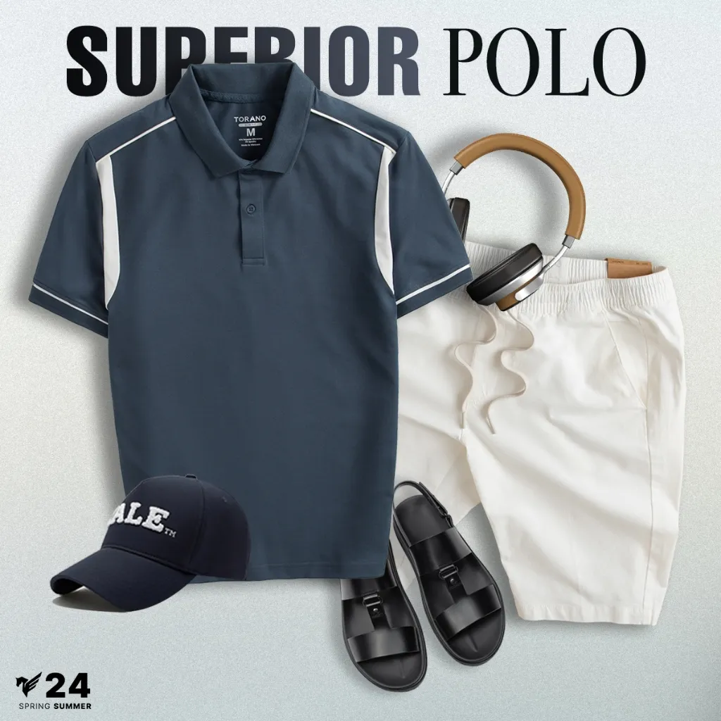 Ảnh Áo polo nam TORANO, ngắn tay, form chuẩn, can phối logo thêu ngực FSTP002 1