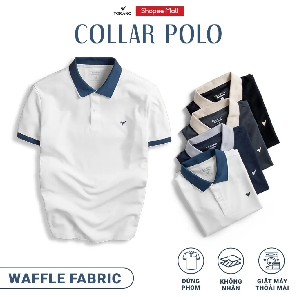 Ảnh Áo polo nam TORANO ngắn tay, thoáng khí, trơn bo kẻ FSTP003 1