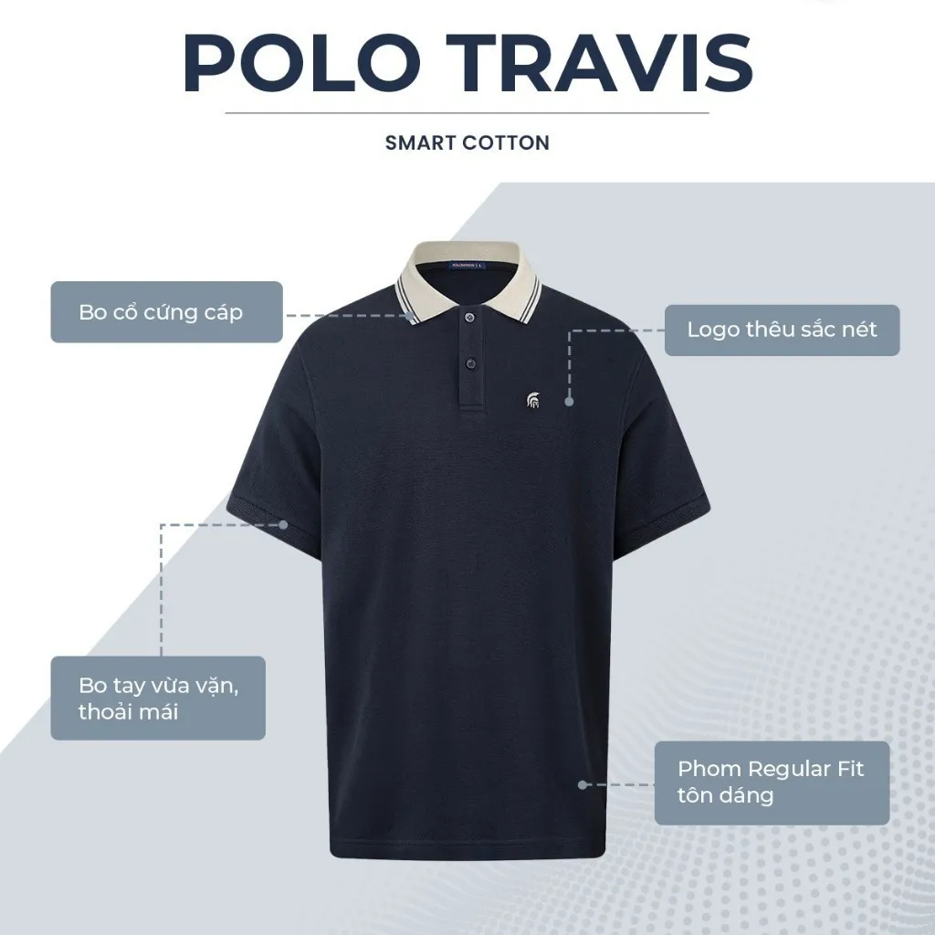 Ảnh Áo polo nam TRAVIS vải cá sấu cotton interlock xuất xịn, nam tính thanh lịch sang trọng - POLOMANOR 4