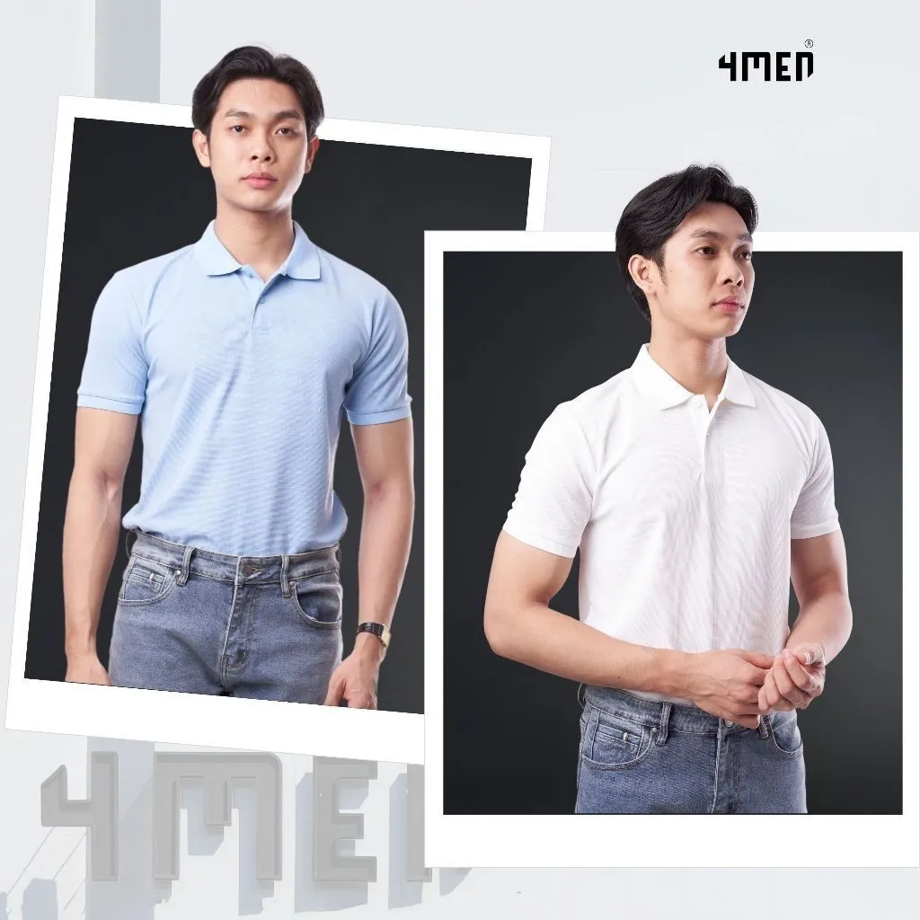 Ảnh Áo polo nam trơn basic 4MEN PO137 vải tổ ong thấm hút mồ hôi, thoáng mát, mềm chống nhăn, co giãn 2