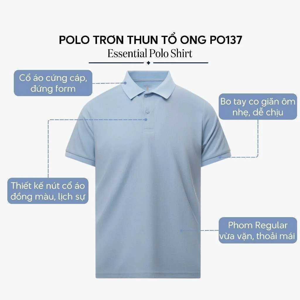 Ảnh Áo polo nam trơn basic 4MEN PO137 vải tổ ong thấm hút mồ hôi, thoáng mát, mềm chống nhăn, co giãn 3