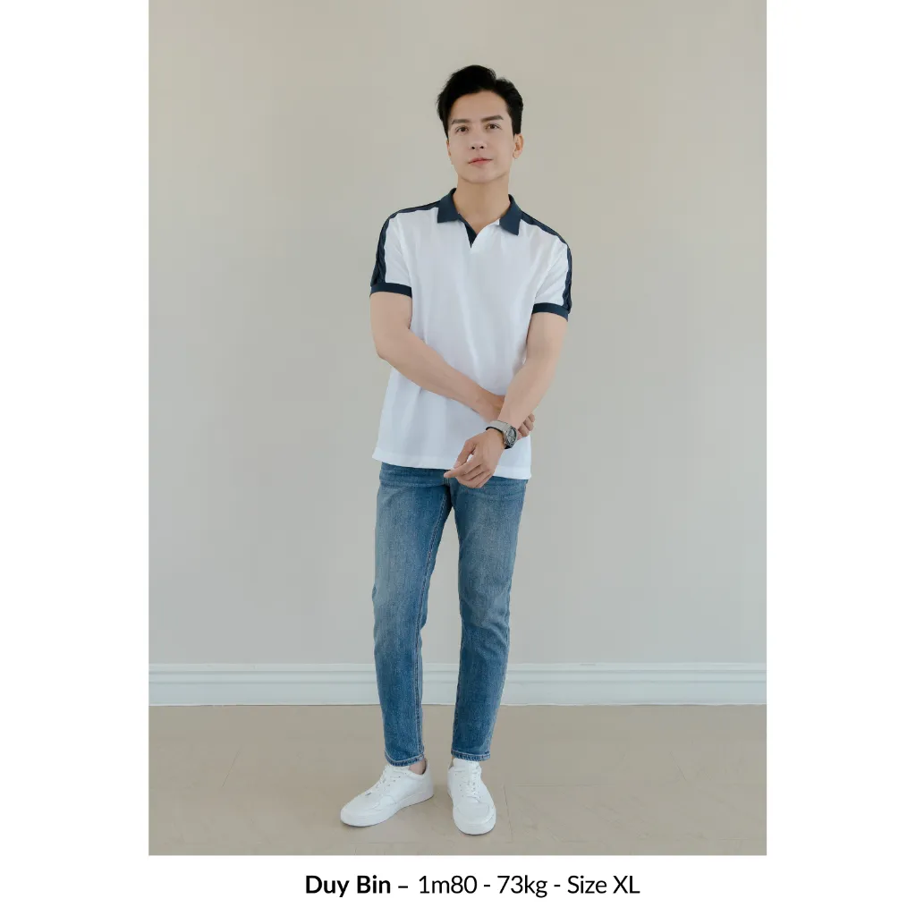 Ảnh Áo Polo nam V-NECK LEEVUS phối bo, vải CVC cá sấu, form regular APL318 3