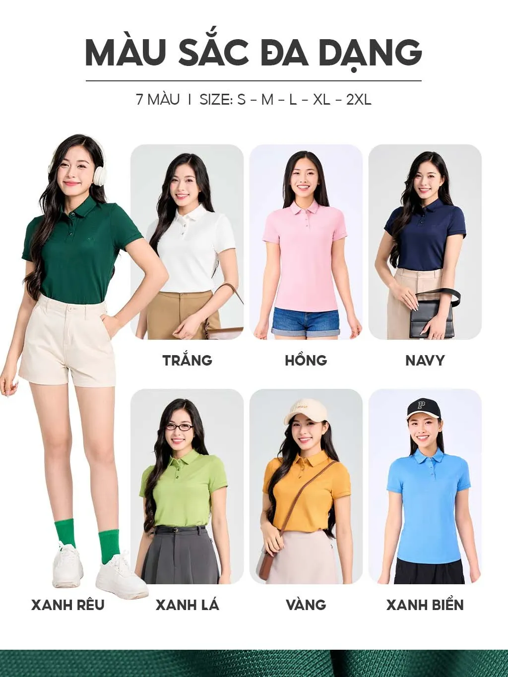 Ảnh Áo polo nữ YODY vải cotton mắt chim gia đình mềm mại chống nhăn nhàu bai gião APN7280 4