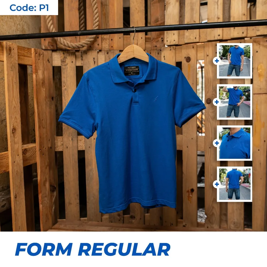 Ảnh Áo Polo Pique P01 Xanh Cobal Just Men Thời Trang Nam 2