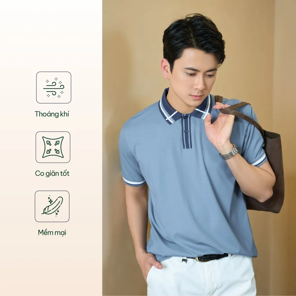 Ảnh Áo Polo Rayon In Logo Tròn 4M Form Regular 4MEN PO160 vải mềm mịn, thoáng mát, thoải mái 2