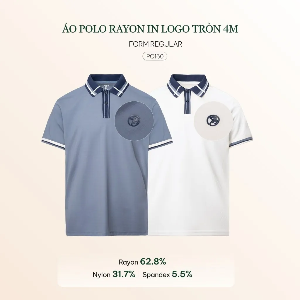 Ảnh Áo Polo Rayon In Logo Tròn 4M Form Regular 4MEN PO160 vải mềm mịn, thoáng mát, thoải mái 3