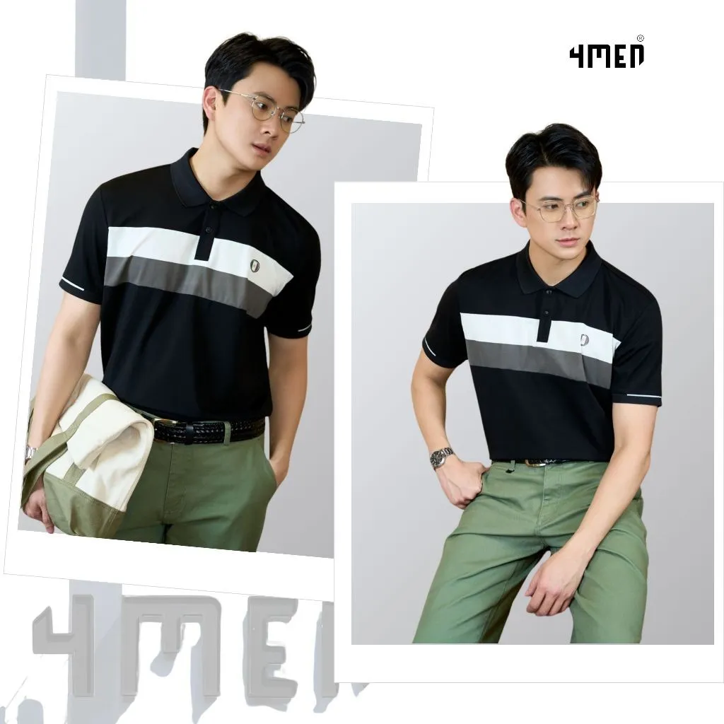 Ảnh Áo Polo Rayon In Logo Tròn M Form Regular 4MEN PO164 cổ bẻ, vải mềm mịn, thoáng mát 2