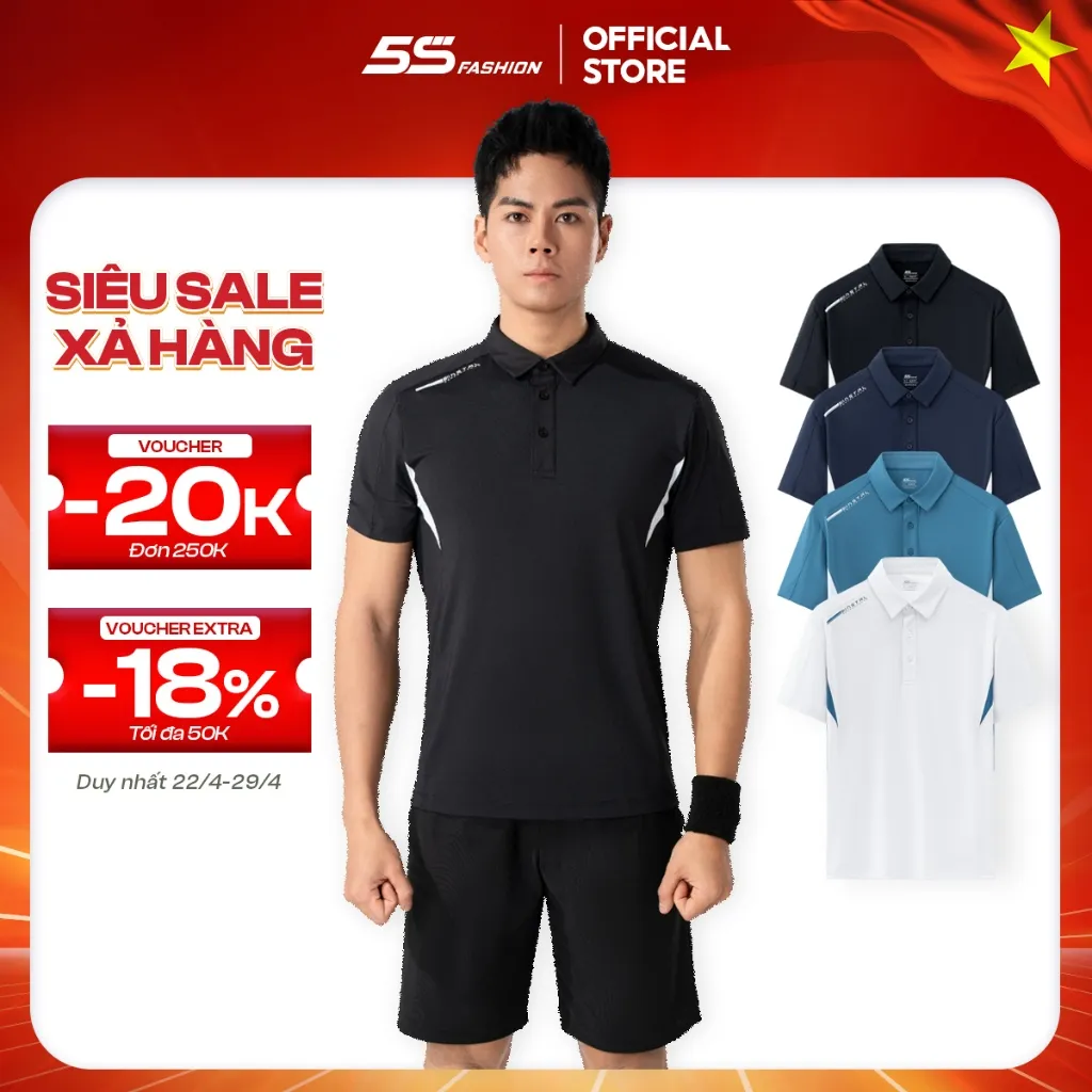 Ảnh Áo Polo Thể Thao Nam 5S FASHION PRO ACTIVE Thoáng Khí Nhanh Khô, Co Giãn Thoải Mái (APC25035) 1