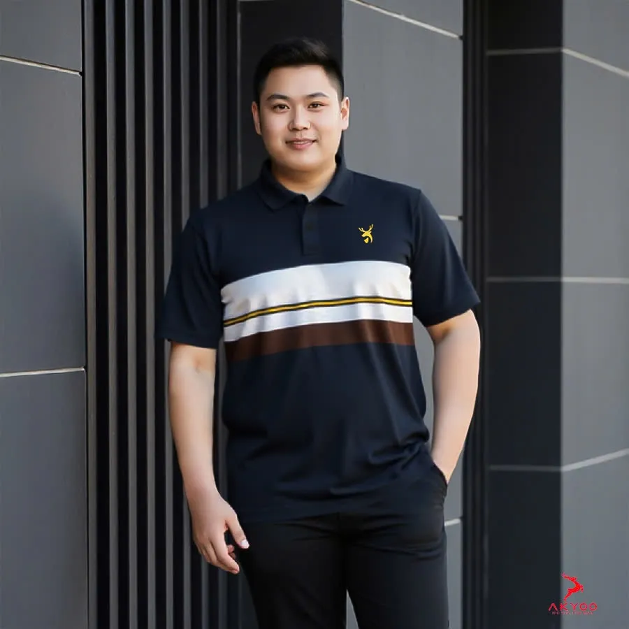 Ảnh Áo Polo Thun Nam Bigsize 80-140kg AKYOO Cao Cấp, Chất Liệu Cotton Co Giãn, Thoáng Mát - PL P DEN 2