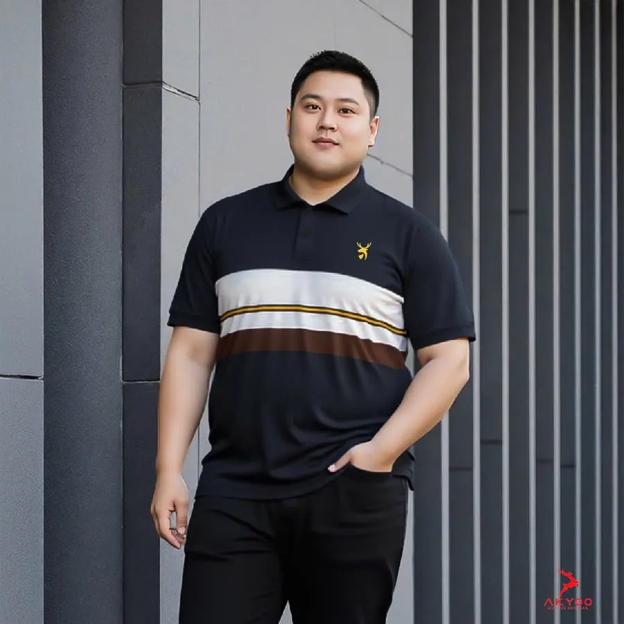 Ảnh Áo Polo Thun Nam Bigsize 80-140kg AKYOO Cao Cấp, Chất Liệu Cotton Co Giãn, Thoáng Mát - PL P DEN 4