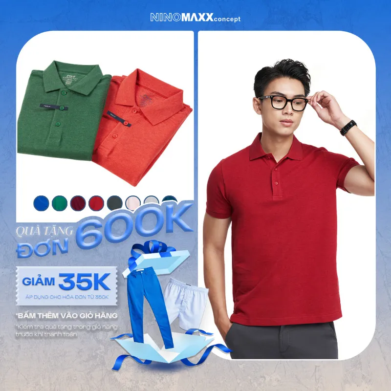 Ảnh Áo Premium Polo Melange Nam Co Giãn Thấm Hút Chất Liệu Cotton NINOMAXX 2212013 1