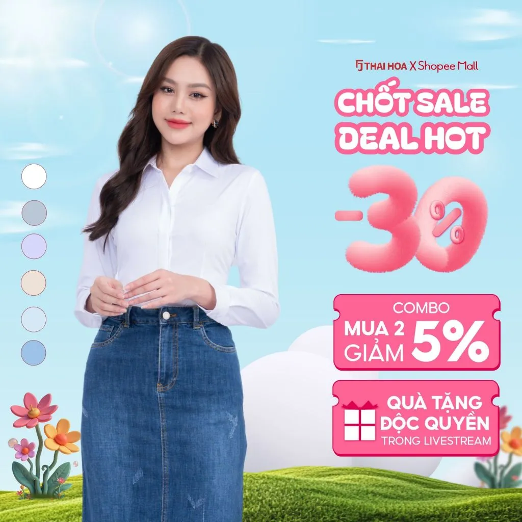 Ảnh Áo sơ mi 23ASW-103 dài tay chất liệu sợi tre trơn cao cấp giấu cúc Thái Hòa công nghệ mới 1