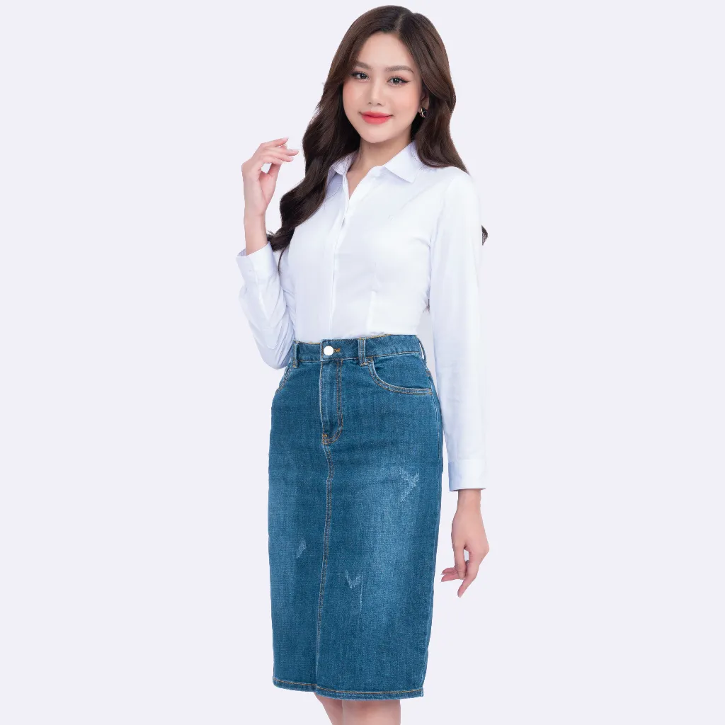 Ảnh Áo sơ mi 23ASW-103 dài tay chất liệu sợi tre trơn cao cấp giấu cúc Thái Hòa công nghệ mới 2