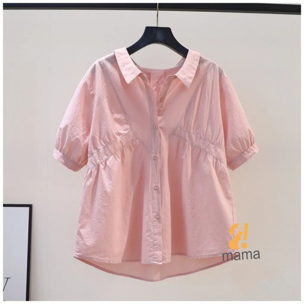 Ảnh Áo sơ mi bầu 2mama xinh xắn, dáng babydoll, cổ sơ mi freesize V502 1