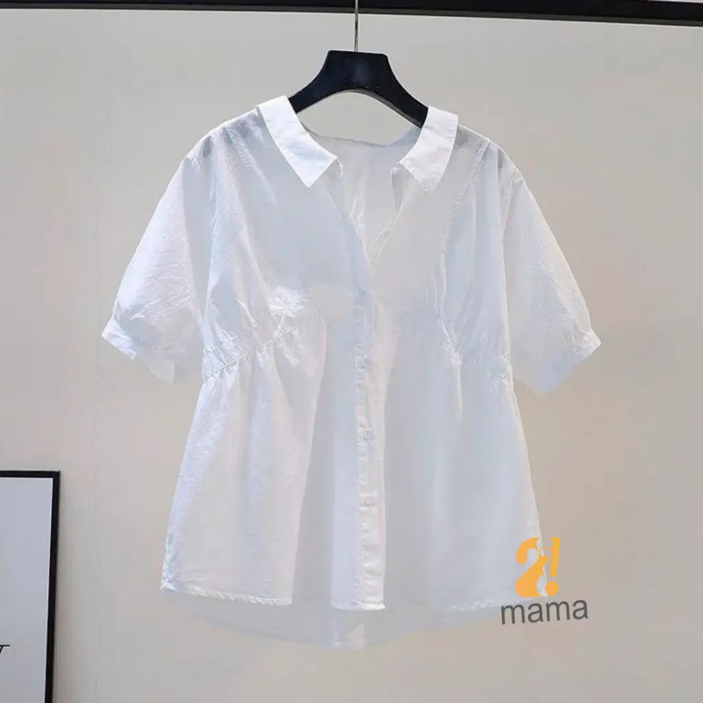Ảnh Áo sơ mi bầu 2mama xinh xắn, dáng babydoll, cổ sơ mi freesize V502 3