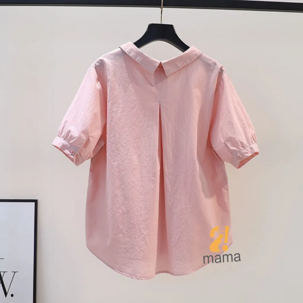 Ảnh Áo sơ mi bầu 2mama xinh xắn, dáng babydoll, cổ sơ mi freesize V502 4