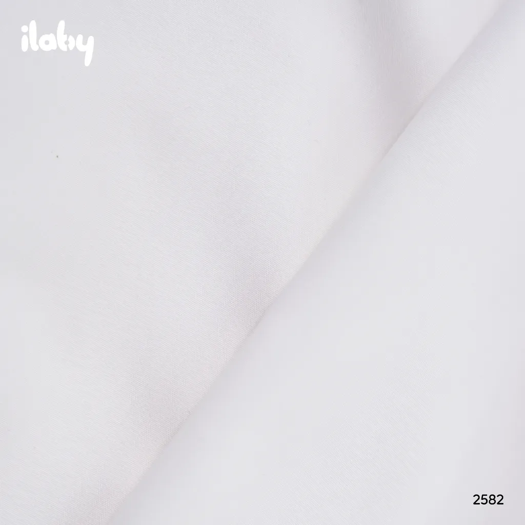 Ảnh Áo sơ mi bé gái ILABY chất cotton thô áo sơ mi trắng basic bé đi học cổ kiểu phối bèo nhỏ [2582] 4