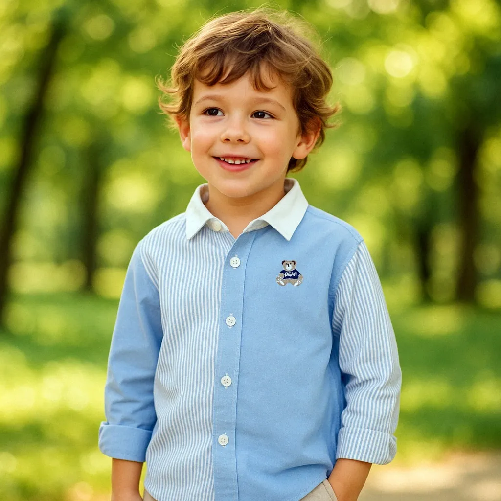 Ảnh Áo sơ mi bé trai dài tay 27Kids KACADY cổ bẻ đơn sắc vải đi học nam cho trẻ từ 4-12 tuổi BLSH13 2