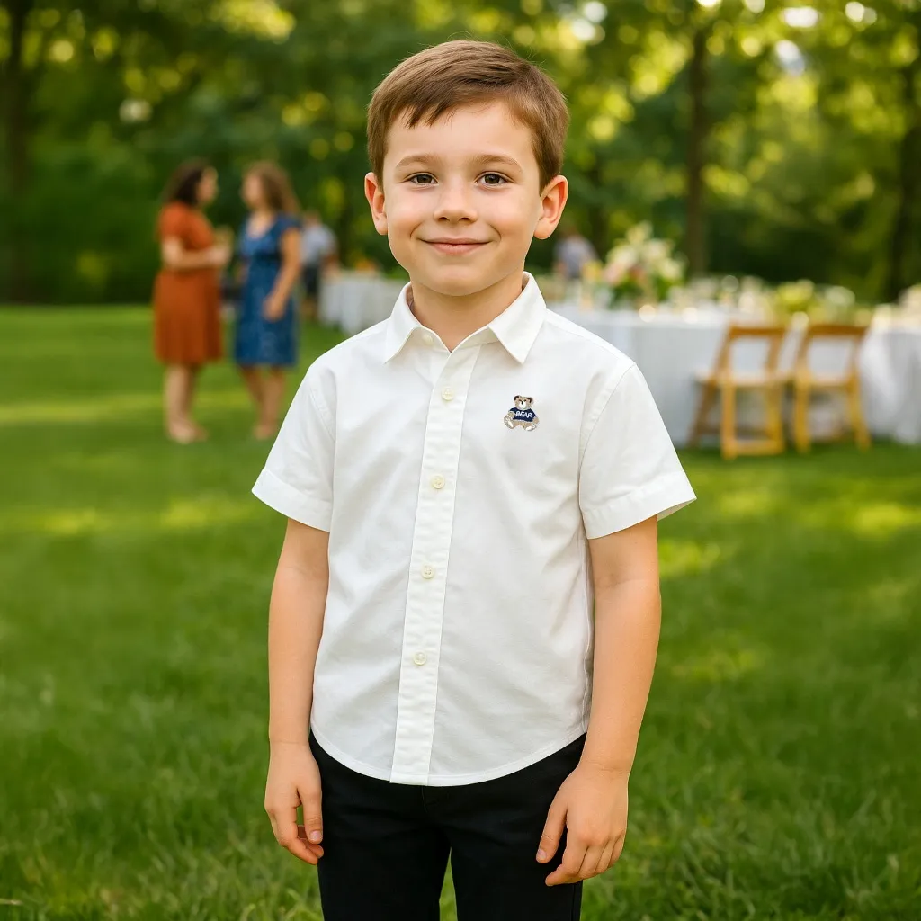 Ảnh Áo sơ mi bé trai ngắn tay 27Kids KACADY cổ bẻ đơn sắc vải đi học nam cho trẻ từ 4-12 tuổi BSSH1 3