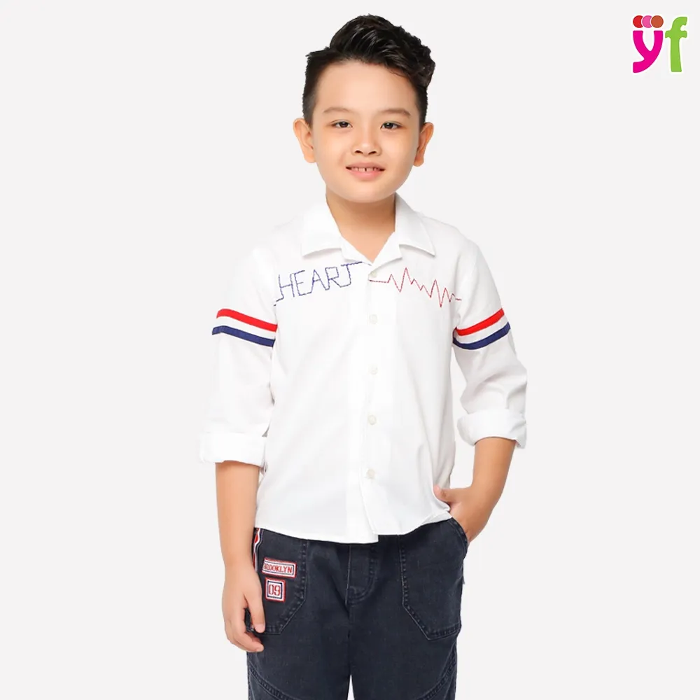 Ảnh Áo Sơ mi bé trai tay dài phối sọc nhuyễn - 9AY555 Hiệu YF 2