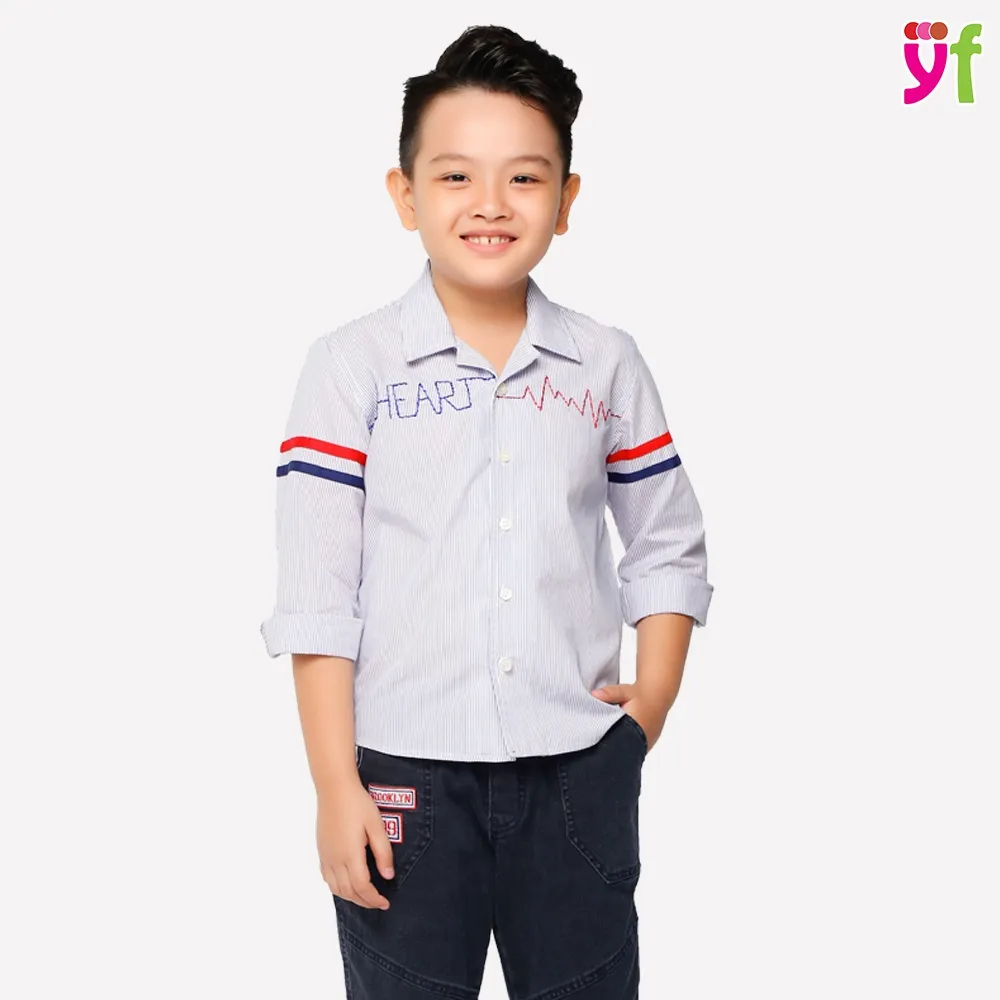 Ảnh Áo Sơ mi bé trai tay dài phối sọc nhuyễn - 9AY555 Hiệu YF 3