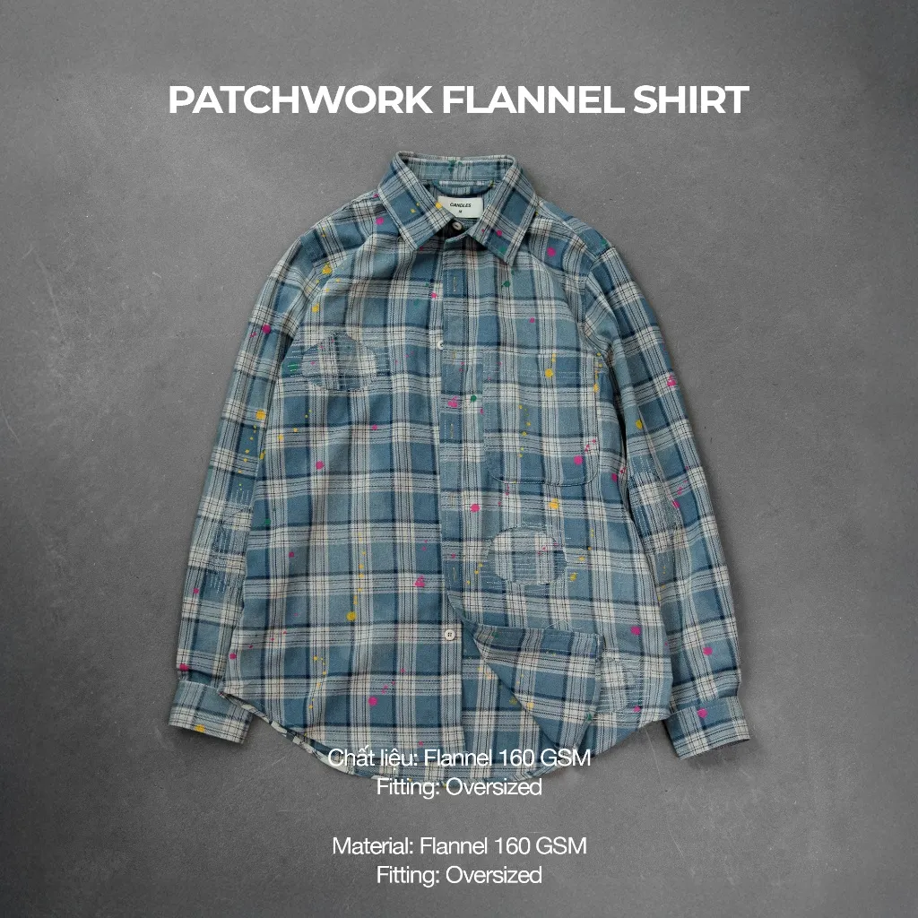 Ảnh Áo Sơ Mi Candles Patchwork Flannel Shirt Oversize Unisex 2