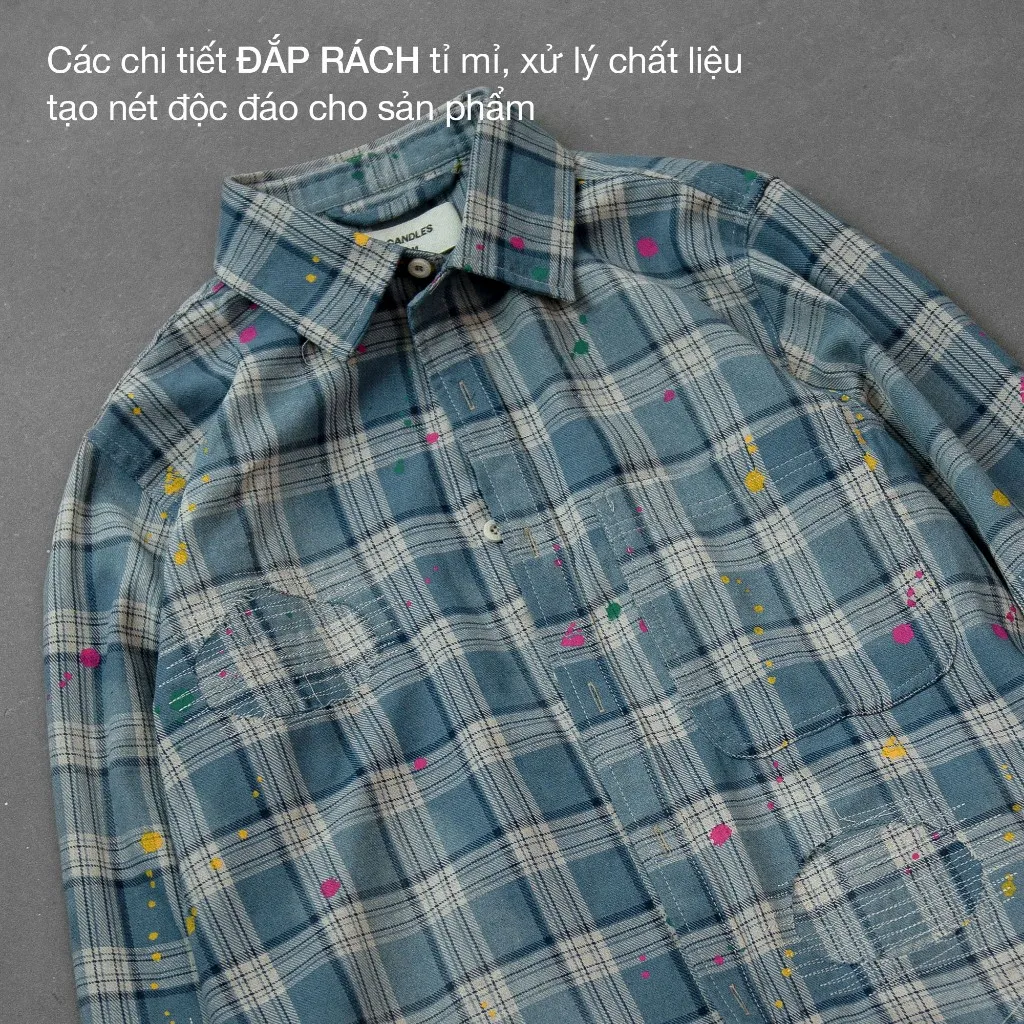 Ảnh Áo Sơ Mi Candles Patchwork Flannel Shirt Oversize Unisex 3