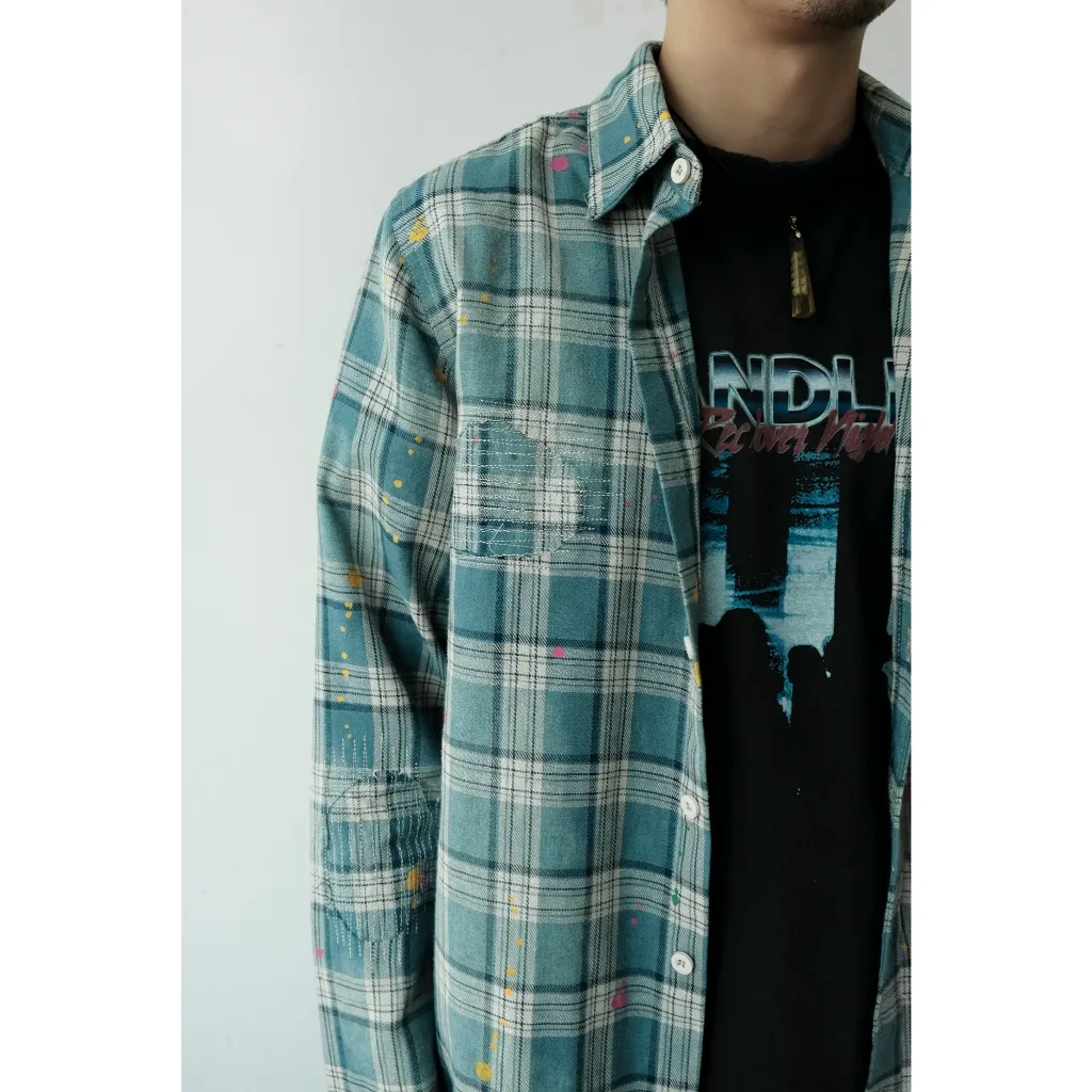 Ảnh Áo Sơ Mi Candles Patchwork Flannel Shirt Oversize Unisex 4