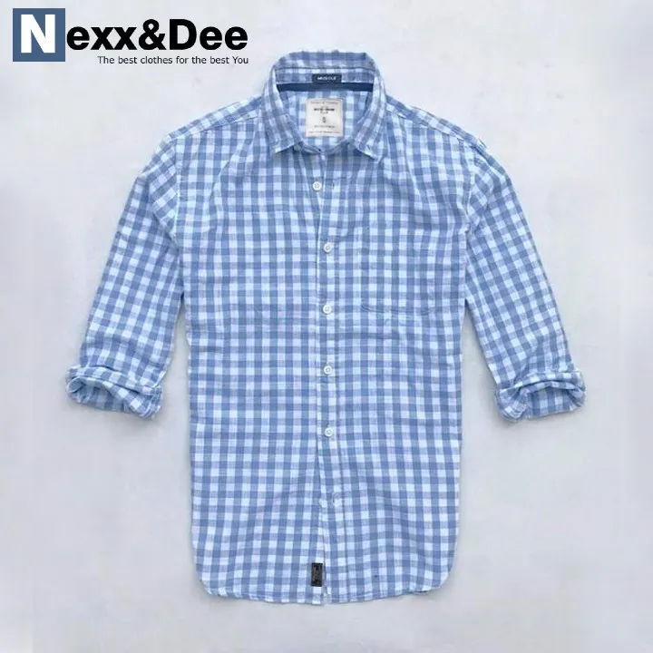 Ảnh Áo sơ mi caro nam Nexx&Dee tay dài kẻ sọc vải oxford lưới thoáng mát công sở NS03 1