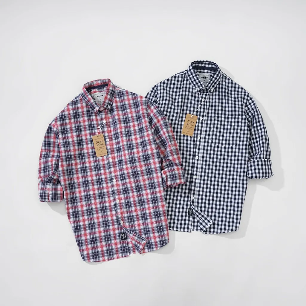 Ảnh Áo sơ mi caro nam tay dài kẻ sọc vải Oxford công sở denim Nexx&Dee SM10 4