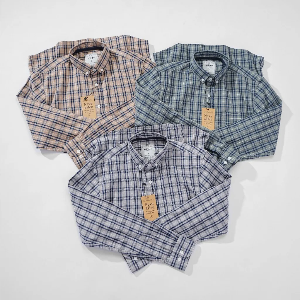 Ảnh Áo sơ mi caro nam tay dài kẻ sọc vải Oxford công sở denim Nexx&Dee SM09 2