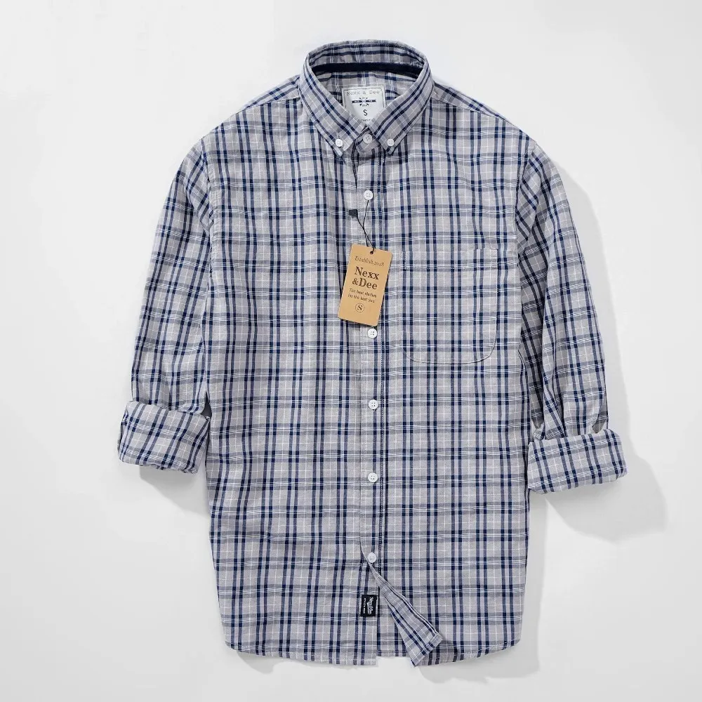 Ảnh Áo sơ mi caro nam tay dài kẻ sọc vải Oxford công sở denim Nexx&Dee SM09 3