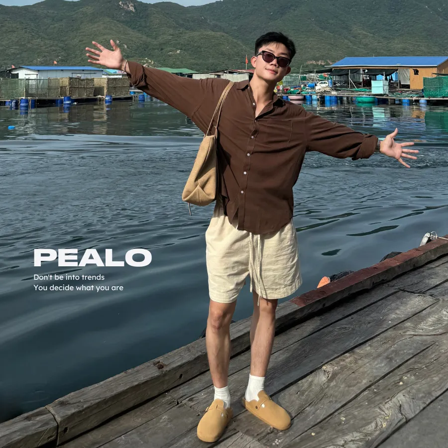 Ảnh Áo sơ mi cổ bẻ dài tay PEALO nam chất liệu Linen cao cấp 4