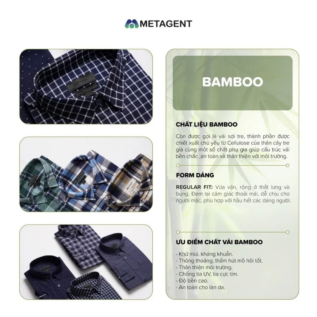 Ảnh Áo sơ mi cổ đức chất liệu BAMBOO cao cấp Metagent MS 17E3892 1